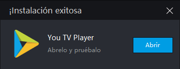 Instalación Exitosa de You Tv Player